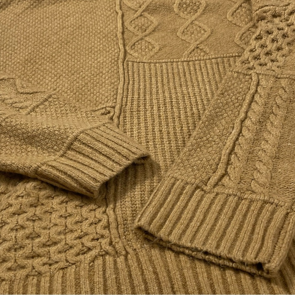 American Eagle Camel Brown Patchwork Cable Knit L… - image 2